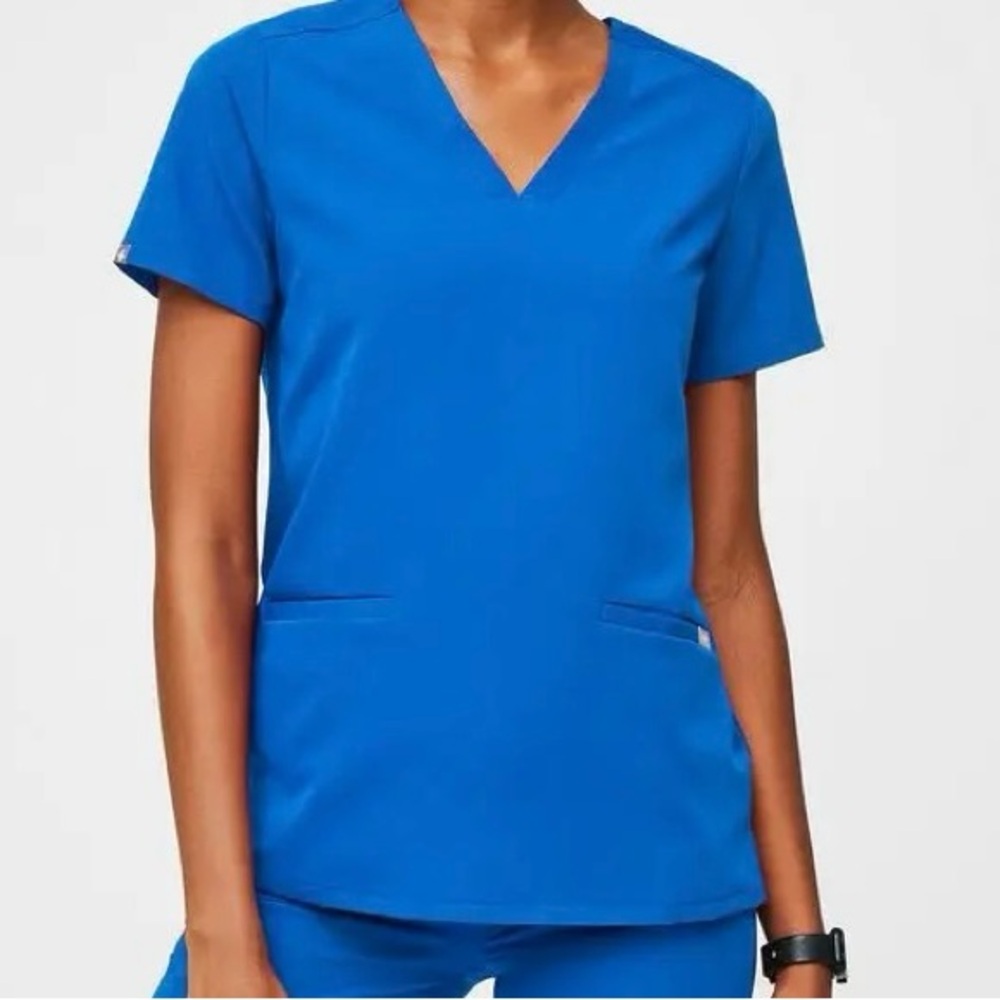 Figs Casma three pocket scrub top royal blue